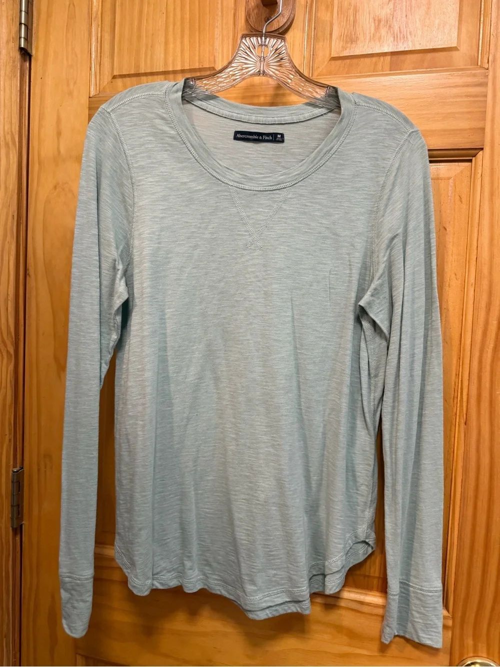 Abercrombie & Fitch Women's Long-Sleeve Crew Neck Top - Light Sage size M